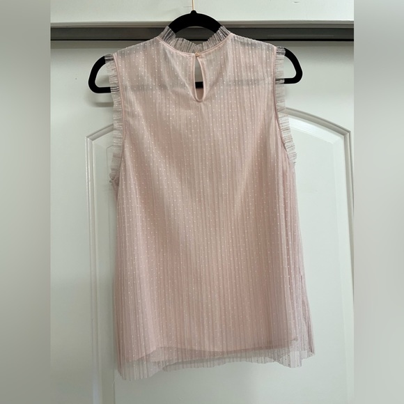 Chelsea 28 Pleated Swiss Dot Mock Neck Sleeveless Top - Picture 6 of 8